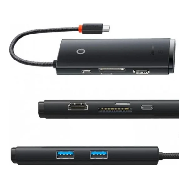 Baseus 100w 6in1 Pd Type C Çoğaltıcı Çevirici Hub, 2x USB, 1x Hdmi, 1x Pd Type C, 1x Sd/Tf Adaptör - Görsel 6