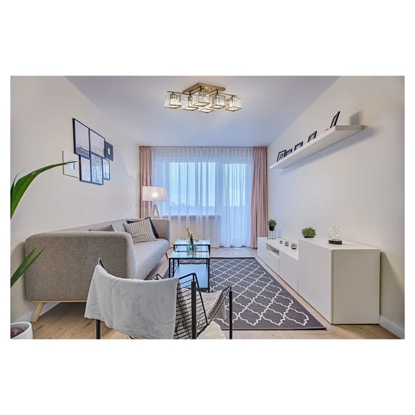 Avonnı Av-60230-6e Eskitme Kaplama Modern Avize, E27, Metal, Kristal, 80x40cm - Görsel 2