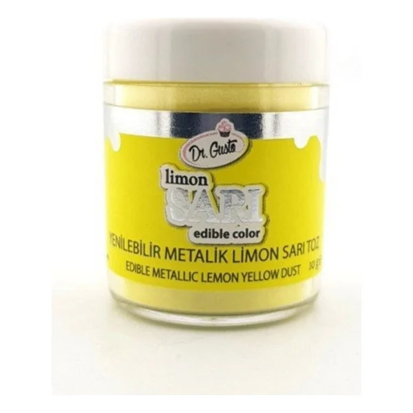Dr. Gusto Yenilebilir 10 Gr Metalik Limon Sarı Toz SIM Boya - Görsel 2