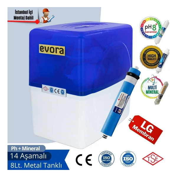 14 Aşamalı Multimineralli Alkalili Pompasız Kapalı Kasa Su Arıtma Cihazı - Görsel 6