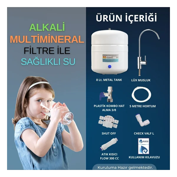 14 Aşamalı Multimineralli Alkalili Pompasız Kapalı Kasa Su Arıtma Cihazı - Görsel 3