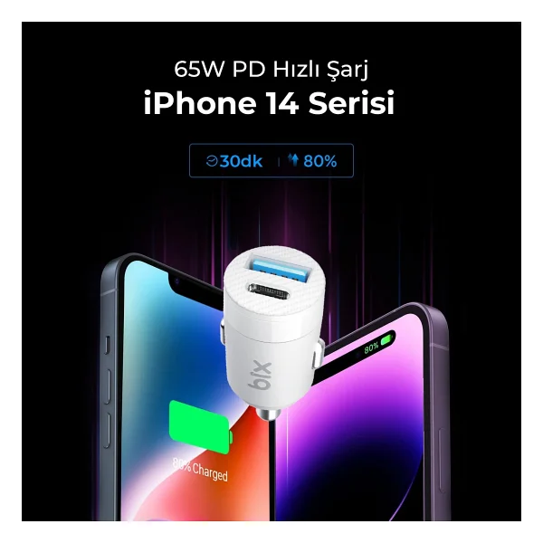 Bix Bxac65c 65 W Beyaz Hızlı Araç Şarj Aleti - Görsel 2