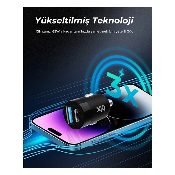 Bix Bxac65c 65 W Siyah Hızlı Araç Şarj Aleti - Görsel 2