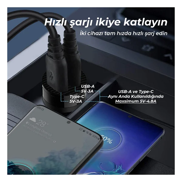 Bix Bxac65c 65 W Siyah Hızlı Araç Şarj Aleti - Görsel 4