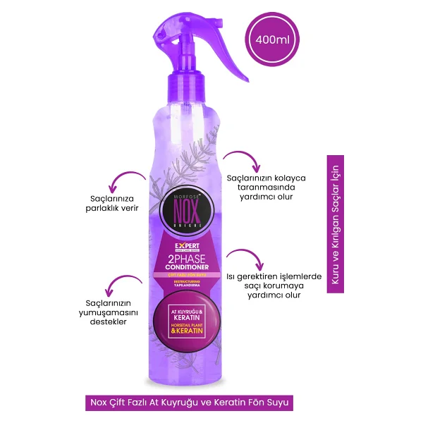 Morfose Nox At Kuyruğu & Keratin Çift Fazlı 400 Ml Fön Suyu - Görsel 5