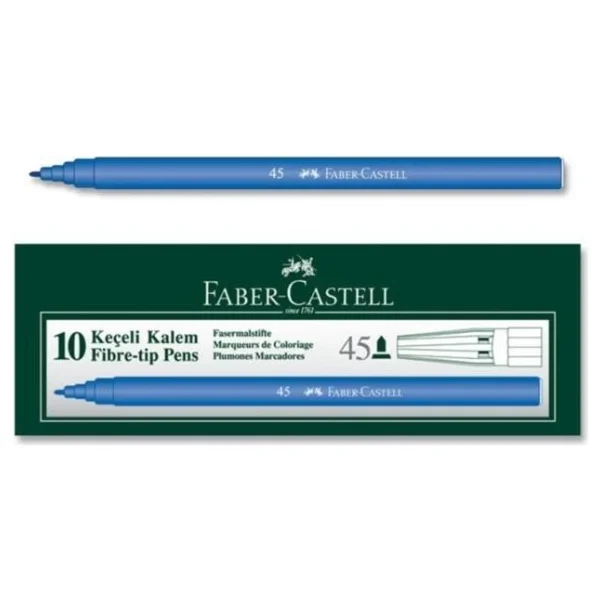Faber-Castell 45 Mavi 10'lu Keçeli Kalem Seti - Görsel 7