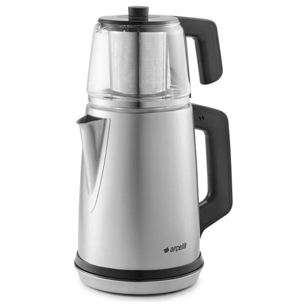 Arçelik Çay Makinesi - 1,7 L Su Isıtıcı, 0,7 L Cam Demlik, İnoks Çelik Gövde, Hızlı Demleme Ve Enerji Tasarrufu Özellikli - Gri - Görsel 6