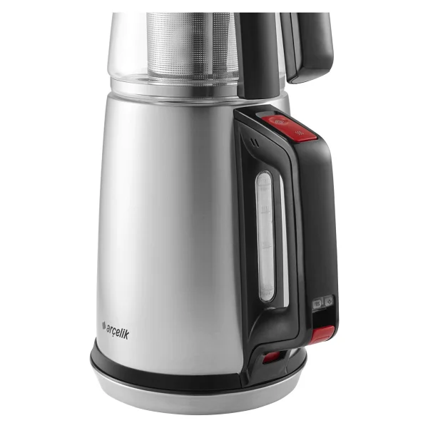 Arçelik Çay Makinesi - 1,7 L Su Isıtıcı, 0,7 L Cam Demlik, İnoks Çelik Gövde, Hızlı Demleme Ve Enerji Tasarrufu Özellikli - Gri - Görsel 3