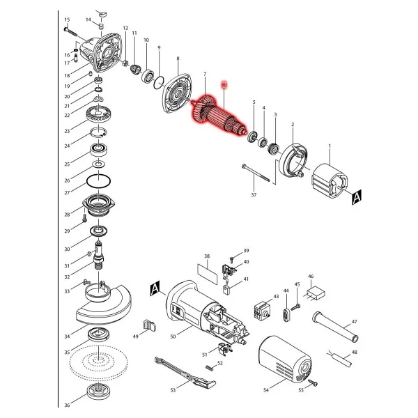 Makita 9554hn Endüvi Rotor Kollektör Ürün Kodu 510086-1 - Görsel 2