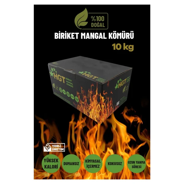 Briket Mangal Kömür Doğal Kimyasal Sız Presle Üretilmiş Dumansız Kokusuz Yüksek Isı 2,5 Kg (Hediyeli) - Bej - 1 Adet - Görsel 8
