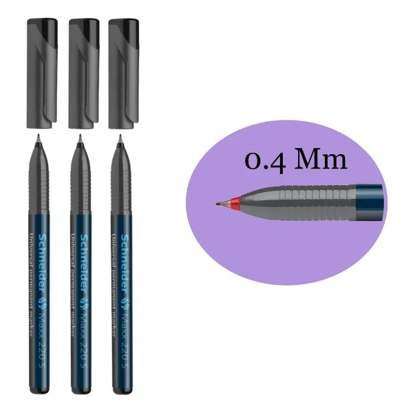 Schneider Maxx 220 S 0.4 Mm Asetat Kalemi 3 Lü Set Siyah - Görsel 2
