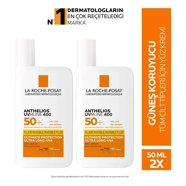 La Roche-Posay Anthelios Uvmune 400 Invisible Fluid 50 Ml 2 Adet 50 Faktör Güneş Kremi - Görsel 2