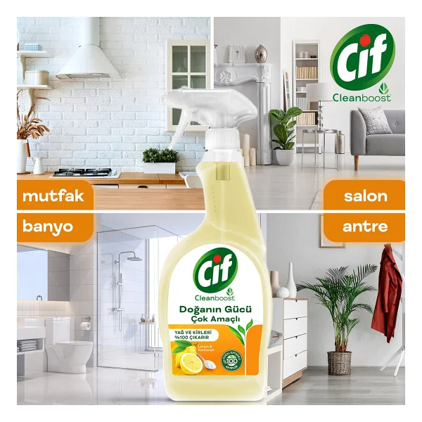 Cif Cleanboost Doğanın Gücü Çok Amaçlı Sprey 750 Ml - Görsel 3
