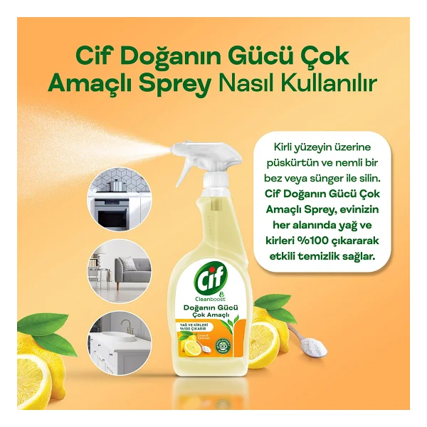 Cif Cleanboost Doğanın Gücü Çok Amaçlı Sprey 750 Ml - Görsel 6