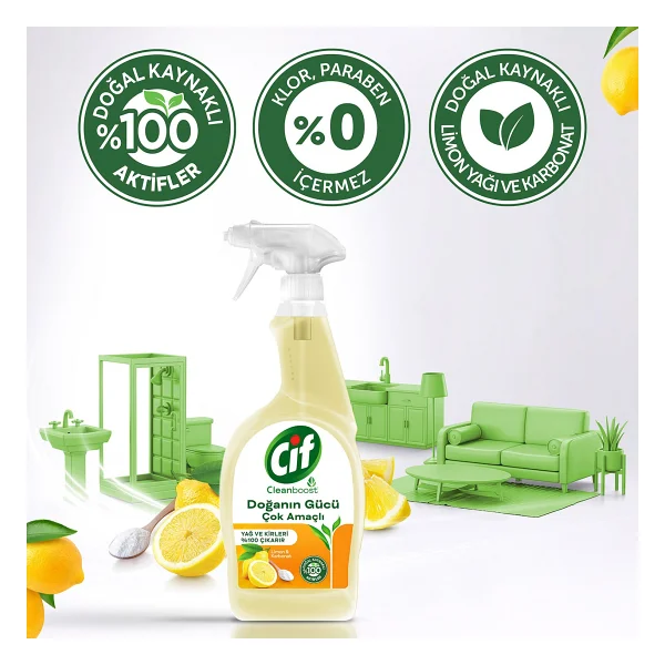 Cif Cleanboost Doğanın Gücü Çok Amaçlı Sprey 750 Ml - Görsel 4