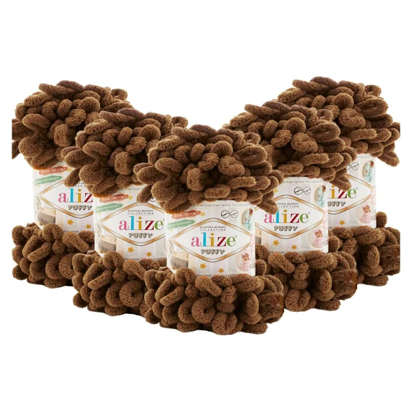 Alize Puffy El Örgü Ipi 597 Tarçın 5'li Paket - Görsel 7