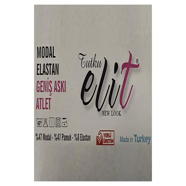 Tutku Elit Kadın Modal Likralı Geniş Askılı Atlet 2002 - 3 Adet - Siyah - Görsel 3