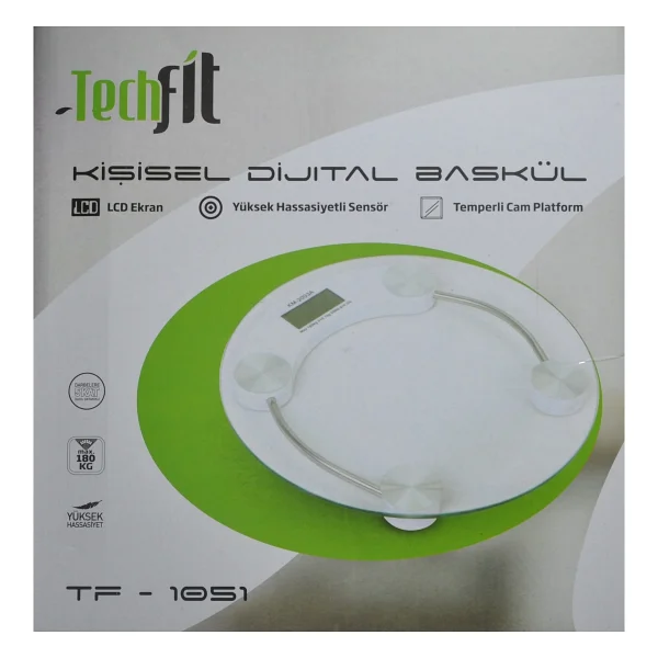 Techfit Tf-1051 Yuvarlak Cam Dijital Baskül - Görsel 2