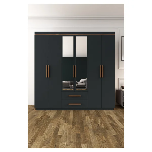 Metalia Armina Lüx Gm 820 Aynalı 2 Çekmeceli 6 Kapaklı Gardırop - Görsel 7