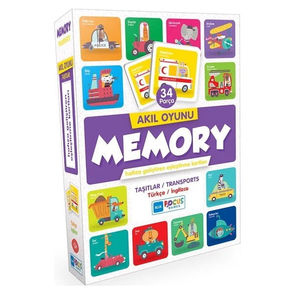 Blue Focus Memory Taşıtlar Akıl Oyunu 34 Parça - Görsel 2