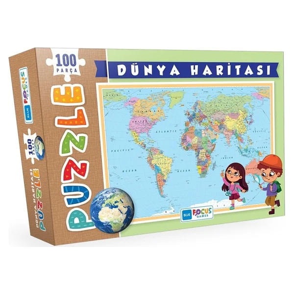 Blue Focus Dünya Haritası 100 Parça Puzzle Bf239 - Görsel 2