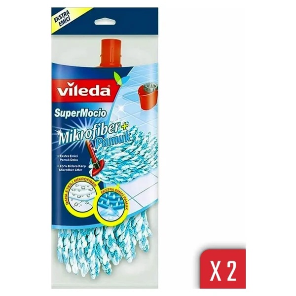 Vileda Supermocio Pamuk & Mikrofiber Yedek Paspas 2'li - Görsel 9