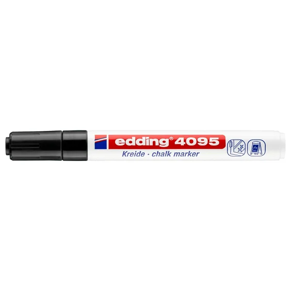 Edding 4095 Tahta Ve Cam İçin 2-3 Mm Yuvarlak Uç Likit Tebeşir Kalemi Siyah - Görsel 2