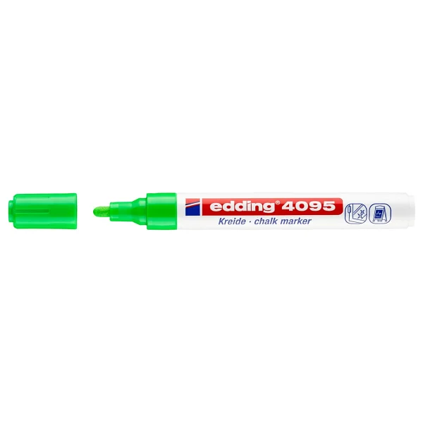 Edding 4095 Tahta Ve Cam İçin 2-3 Mm Yuvarlak Uç Likit Tebeşir Kalemi Açık Yeşil - Görsel 2