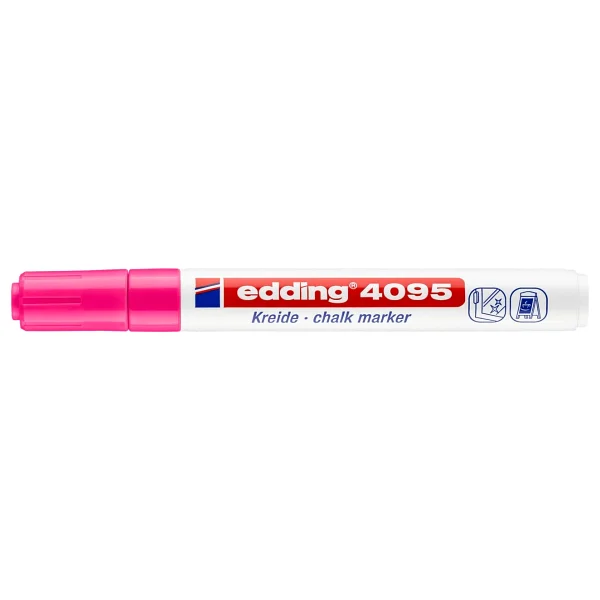 Edding 4095 Tahta Ve Cam İçin 2-3 Mm Yuvarlak Uç Likit Tebeşir Kalemi Fosforlu Pembe - Görsel 8
