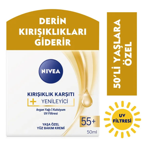 Nivea Kırışıklık Karşıtı Yenileyici 55+ Yaş Yüz Bakım Kremi 50 Ml - Görsel 3