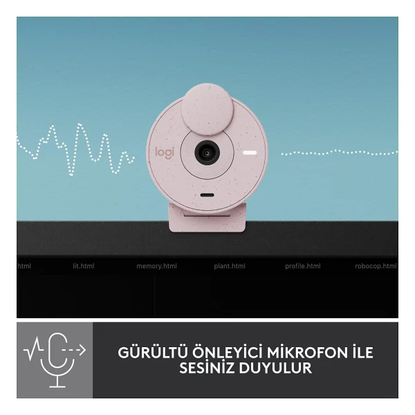 Logitech Brio 300 960-001448 Mikrofonlu Webcam Pembe - Görsel 4