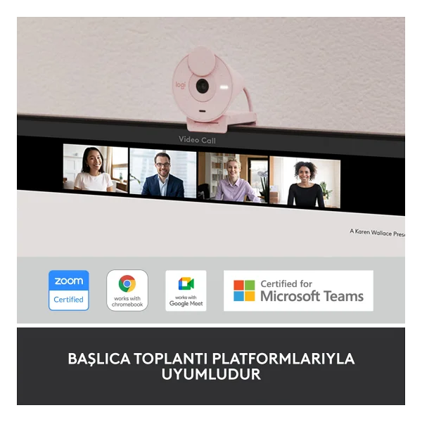 Logitech Brio 300 960-001448 Mikrofonlu Webcam Pembe - Görsel 7