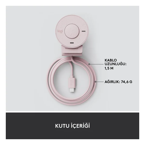 Logitech Brio 300 960-001448 Mikrofonlu Webcam Pembe - Görsel 9