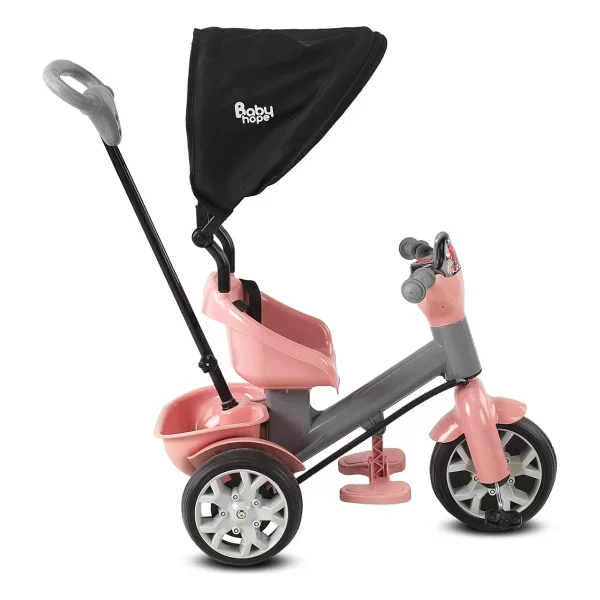Babyhope 121 Bobo Speed Tenteli Pembe-Gri 3 Tekerlekli Bisiklet - Görsel 2