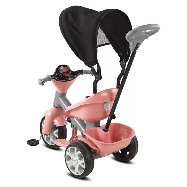 Babyhope 121 Bobo Speed Tenteli Pembe-Gri 3 Tekerlekli Bisiklet - Görsel 3