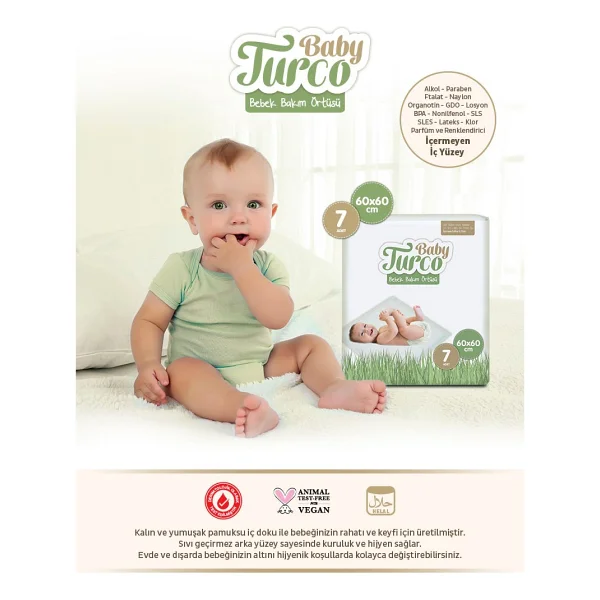 Baby Turco 60x60 Cm 7'li Bebek Bakım Örtüsü - Görsel 7
