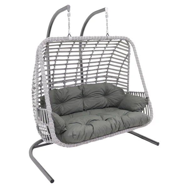 Monalin Home Garden Kudüs Rattan El Örgüsü Çift Kişilik Balkon Teras Bahçe Salıncağı - Kahverengi - Görsel 2