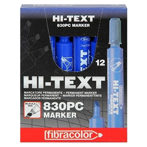 Hi-Text 830 Kesik Uçlu Mavi 12'li Permanent Marker Kalem - Görsel 2