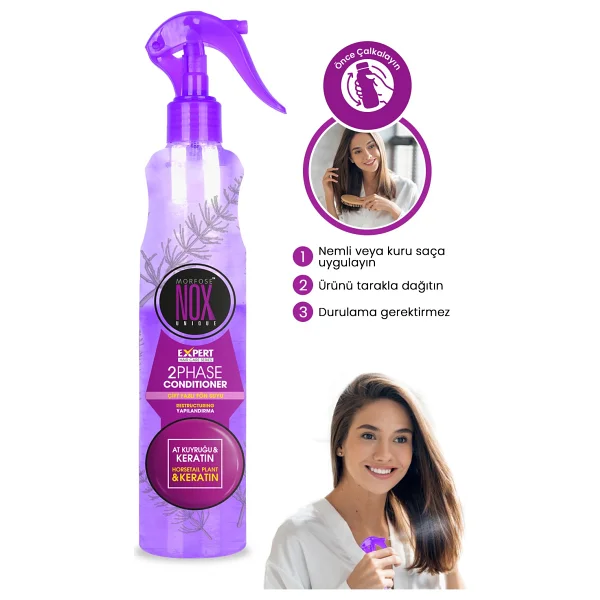 Morfose Nox At Kuyruğu & Keratin Çift Fazlı 400 Ml Fön Suyu - Görsel 6