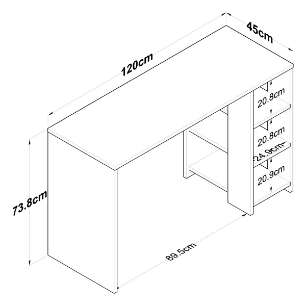 Rani Ha108 Raflı Çalışma Ofis Bilgisayar Masası Antrasit - Sepet Ceviz - 120 X 45 Cm - Ceviz - Antrasit - Görsel 2