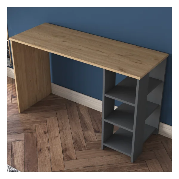 Rani Ha108 Raflı Çalışma Ofis Bilgisayar Masası Antrasit - Sepet Ceviz - 120 X 45 Cm - Ceviz - Antrasit - Görsel 4