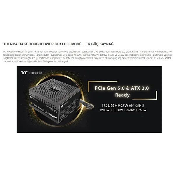 Thermaltake Toughpower Gf3 Gen 5 Ps-Tpd-1000fnfage-4 1000 W Power Supply - Görsel 2