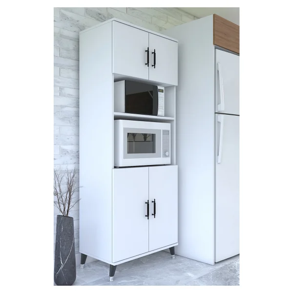 Aeka AE-3020 Irmak Atlantik Çam/antrasit 4 Kapaklı Çok Amaçlı Dolap 3 Çekmeceli Raflı Mutfak Kiler Banyo 195X63X35 Çok Amaçlı Dolap - Atlantik Çam - Antrasit - Görsel 10
