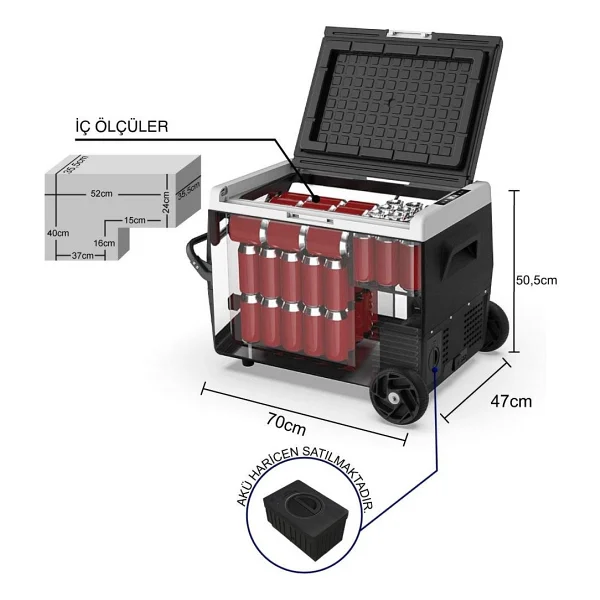 Iceco K65S 12-24 V 65 lt Aküsüz Kompresörlü Araç Buzdolabı - Görsel 6