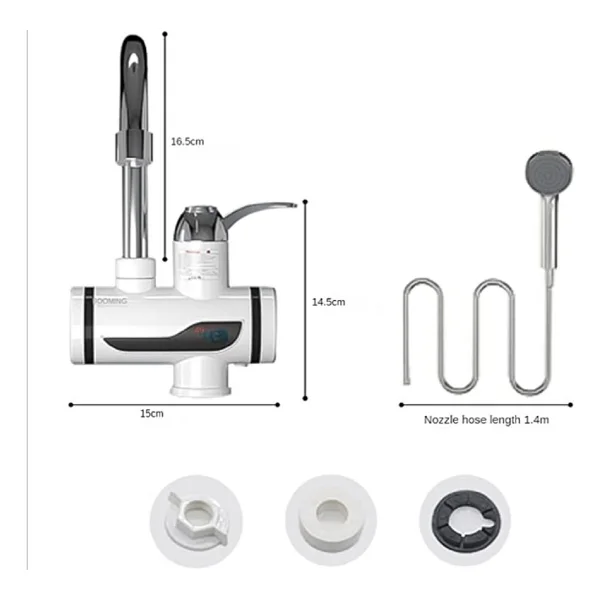 Wevolt Elektrikli Ani Su Isıtıcı Musluk Termal Ani Su Isıtıcı Musluk .Duş Setli Alttan Giriş - Görsel 2
