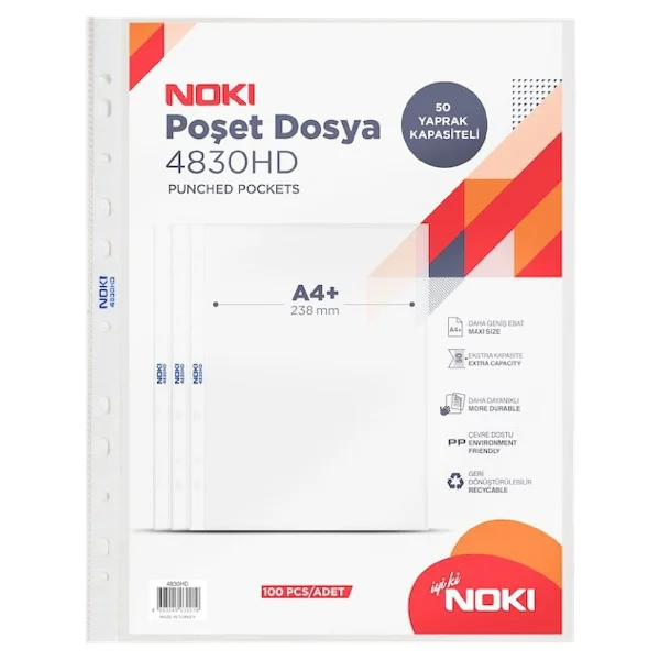 Noki 10 Paket Noki 4830-HD 100'lü Poşet Dosya - Görsel 2