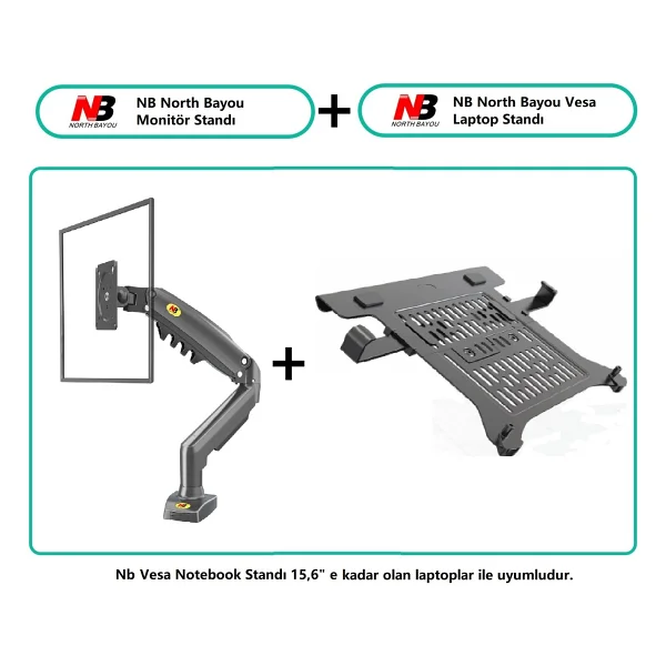 North Bayou F80l Amortisörlü 10"-17" Laptop Standı - Görsel 2
