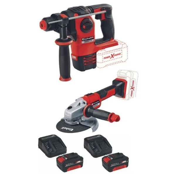 Einhell Herocco 18V Kırıcı Delici Axxio 18/150 Avuç Taşlama 2X4.0AH Kömürsüz Set - Görsel 2
