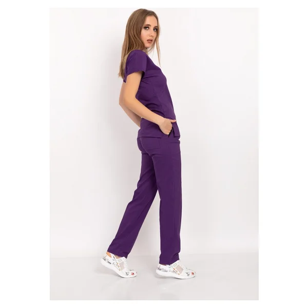 Nur Medikal Giyim Mor Renk Likralı Unisex Doktor Hemşire Hastane Scrubs Üniforma Takımı - XS - Görsel 2