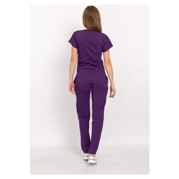 Nur Medikal Giyim Mor Renk Likralı Unisex Doktor Hemşire Hastane Scrubs Üniforma Takımı - XS - Görsel 3